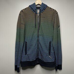 Quiksilver Mens Rainbow Striped Hooded Full Zip Hoodie Jacket S/P